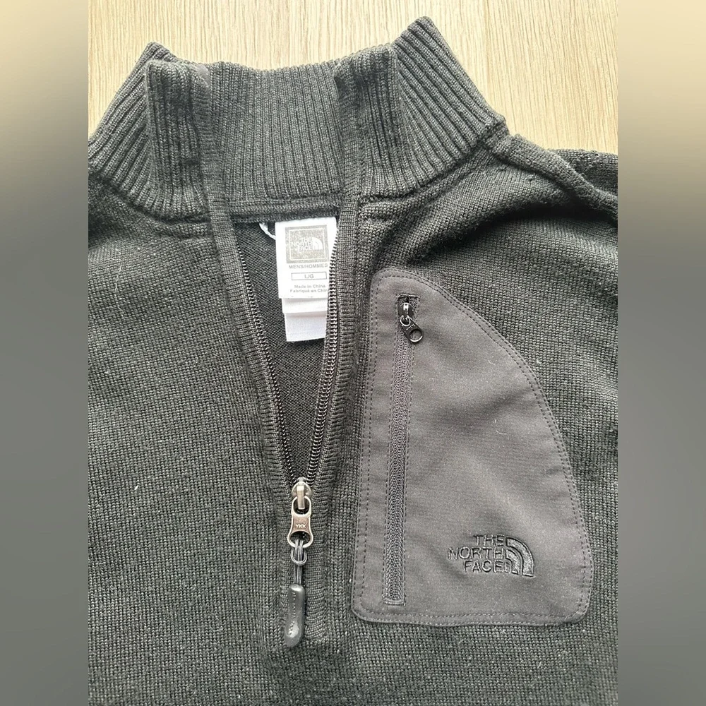 The North Face Wool Blend 1/4 Zip Sweater Men’s L Black Mock Neck